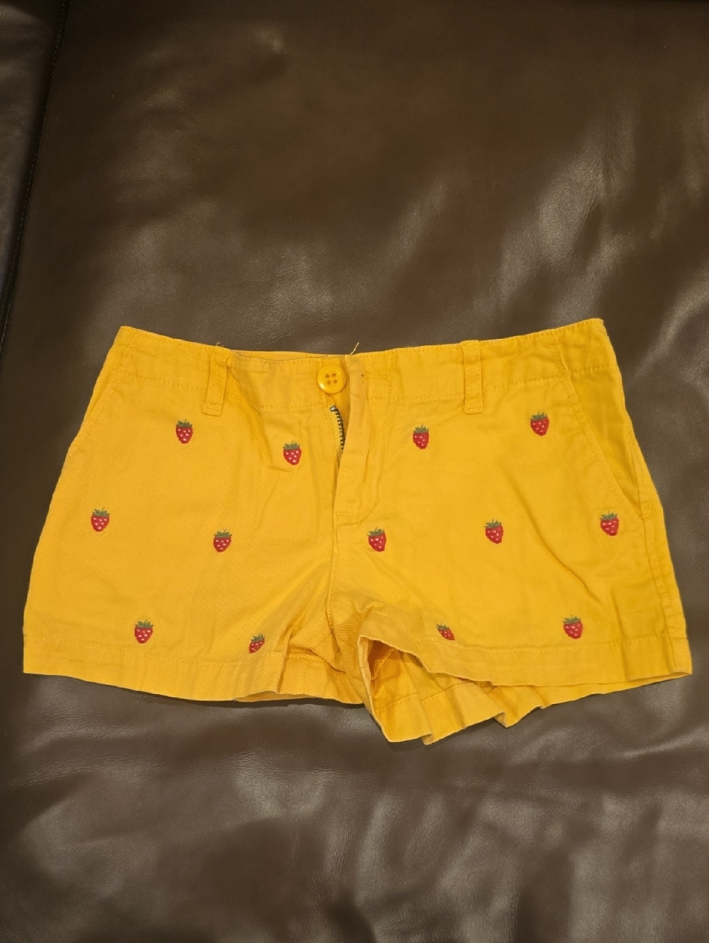 Polo by Ralph Lauren Yellow Cotton Shorts with Strawberry Embroidery